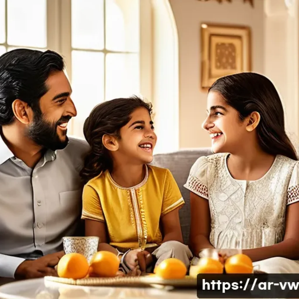 소비자 심리와 커뮤니케이션 전략의 조화 - **Prompt:** A heartwarming scene of an Arab family, including parents and two children (a boy and a ...