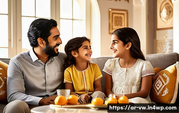 소비자 심리와 커뮤니케이션 전략의 조화 - **Prompt:** A heartwarming scene of an Arab family, including parents and two children (a boy and a ...
