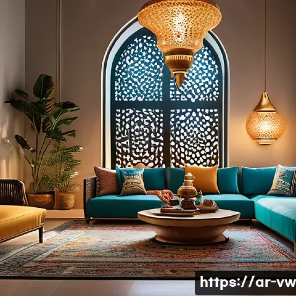 소비자 심리와 신제품 도입의 관계 - A vibrant marketing scene showcasing an Arab family gathered around a modern living room, warmly int...