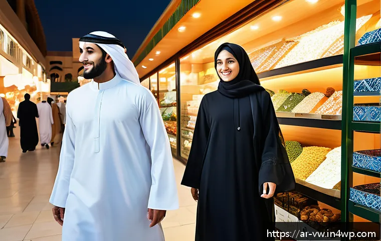 소비자 심리 분석을 위한 질적 연구 방법 - A modern Middle Eastern marketplace scene showcasing a diverse group of Arabic-speaking consumers, m...