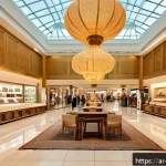 소비자 피드백과 심리적 반응 분석 - A modern Middle Eastern shopping mall interior with warm lighting and elegant Arabic calligraphy dec...
