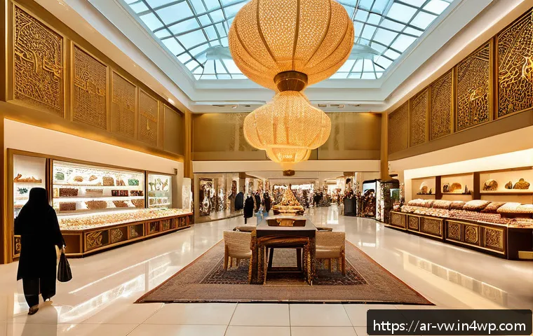 소비자 피드백과 심리적 반응 분석 - A modern Middle Eastern shopping mall interior with warm lighting and elegant Arabic calligraphy dec...